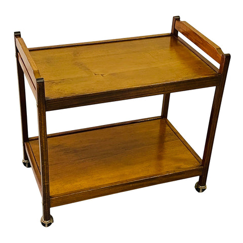 Vintage 1970s Wood Rolling Serving Cart