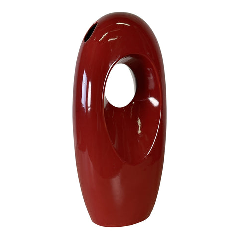 Vintage 1980s Red Sculptural Ceramic Vase