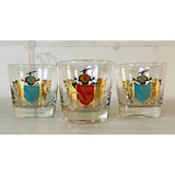 Vintage Coat of Arms Bar Glass Tumblers, Set of 4