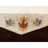 Vintage Coat of Arms Bar Glass Tumblers, Set of 4