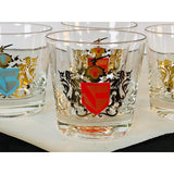 Vintage Coat of Arms Bar Glass Tumblers, Set of 4