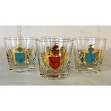 Vintage Coat of Arms Bar Glass Tumblers, Set of 4