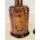 Vintage Frederick Cooper Asian-Style Wood Table Lamps, Pair