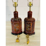 Vintage Frederick Cooper Asian-Style Wood Table Lamps, Pair
