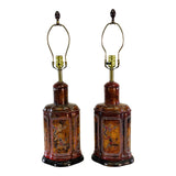 Vintage Frederick Cooper Asian-Style Wood Table Lamps, Pair