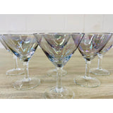 Vintage Iridescent Glass Cocktail Stems, Set of 6