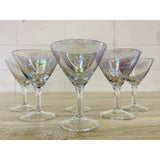 Vintage Iridescent Glass Cocktail Stems, Set of 6