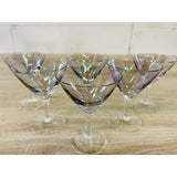 Vintage Iridescent Glass Cocktail Stems, Set of 6
