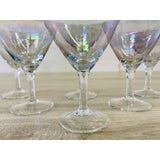 Vintage Iridescent Glass Cocktail Stems, Set of 6