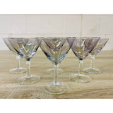 Vintage Iridescent Glass Cocktail Stems, Set of 6
