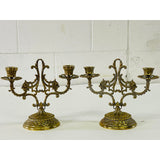Vintage Brass Candleholders, Pair