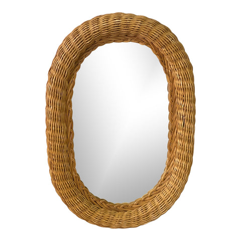 Vintage Oval Wicker Wall Mirror
