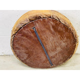 Vintage Round Distressed Leather Hassock