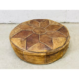 Vintage Round Distressed Leather Hassock