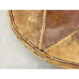 Vintage Round Distressed Leather Hassock