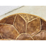 Vintage Round Distressed Leather Hassock