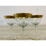 Vintage Tiffin Glass Rambling Rose Glass Coupes, Set of 4