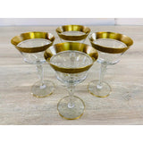 Vintage Tiffin Glass Rambling Rose Glass Coupes, Set of 4