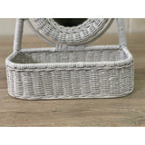 Vintage White Wicker Table Top Mirror Vanity