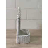Vintage White Wicker Table Top Mirror Vanity