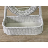 Vintage White Wicker Table Top Mirror Vanity