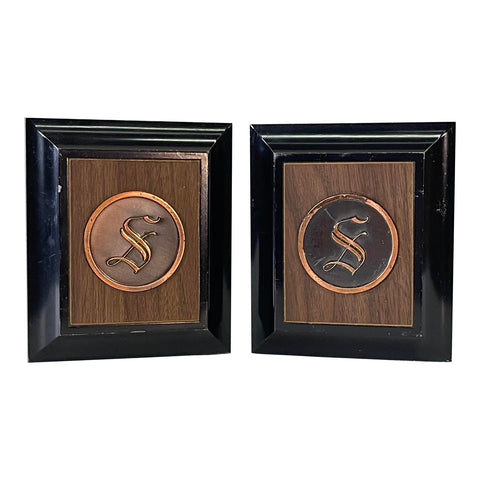 Vintage 1960s Copper Monogrammed Bookends