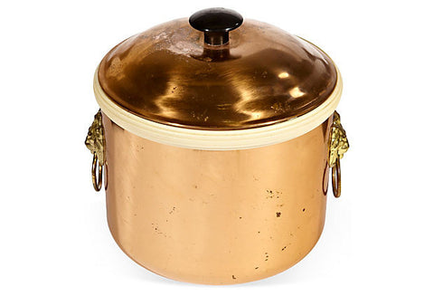 Lion Accented Cooper Ice Bucket