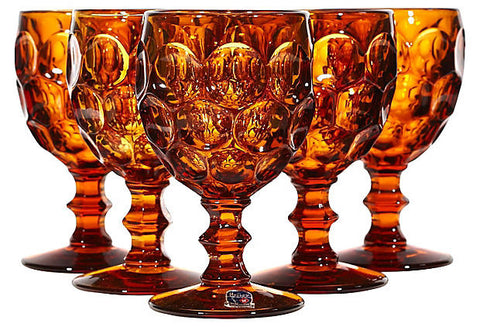 1970s Heisey Brown Glass Stems, Set of 5