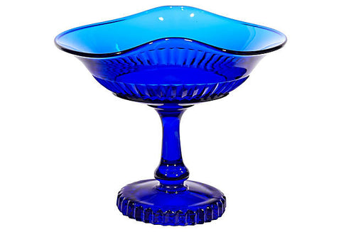 1950s Cobalt Glass Compote