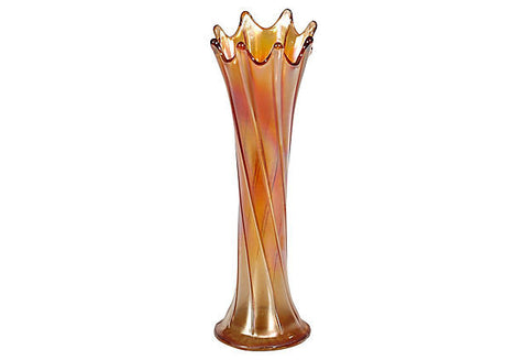 1930s Iridescent Swirl Glass Vase