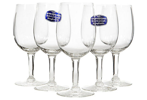 1950s Morgantown Glass Clear Stems, Set of 5