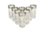 Silver Monogrammed Glass Tumblers, Set of 8