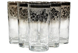 1960s Textured Silver Rim Glasses, Set of 6
