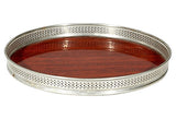 1960s Round Wood Style Serving Tray