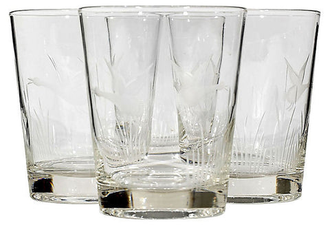 Pheasant Old Fashioned Tumblers, Set of 4