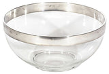 Mid Century Platinum Banded Glass Serving Bowl