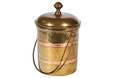Gilt Metal Tall Handled Ice Bucket