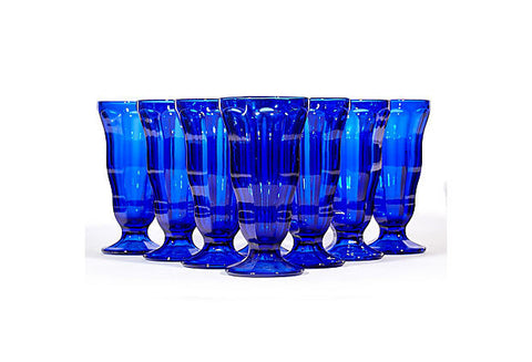 Cobalt Glass Parfait Stems, Set of 8