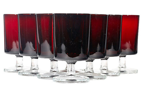 Vintage French red wine glass stems