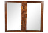 1960s Lane Walnut Mosaic Wood Block Double Wall Mirror