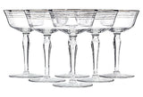 Art Deco Silver Ringed Glass Coupes, Set of 6