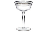 Art Deco Silver Ringed Glass Coupes, Set of 6