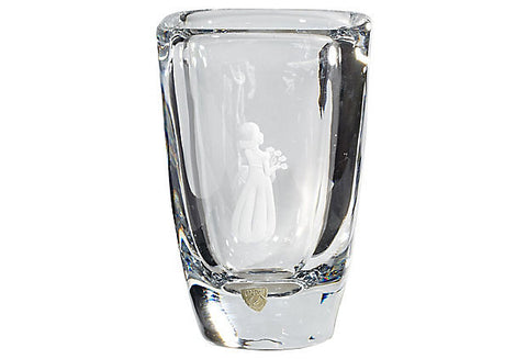 1960s Orrefors Etched Glass Vase