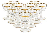 Art Deco Gilt Banded Glass Coupes, Set of 12