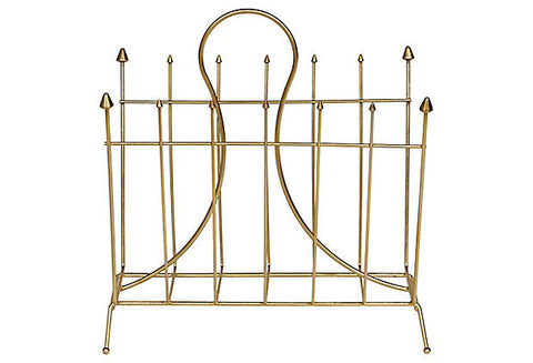 1960s Gilt Atomic Style Magazine Holder