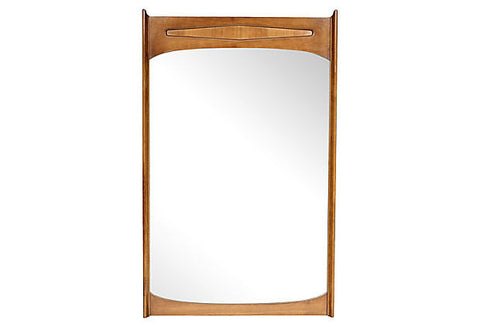 1960s Pecan Wood Wall Mirror