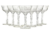 vintage wheel cut floral glass coupes