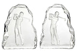 Glass Golfing Bookends, Pair