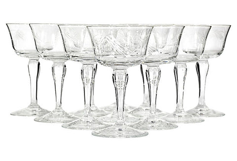 vintage Wheat Etched Wine Stems