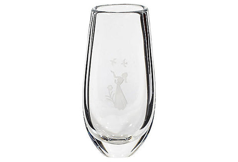 vintage Orrefors Etched Glass Vase